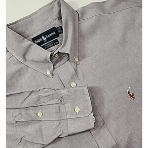 Ralph Lauren Long Sleeve Polo Button Down Shirt Light Purple Mens 16.5/34
